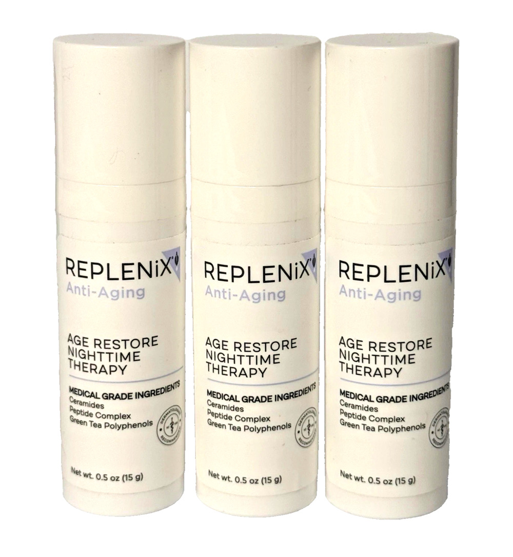 Lot of 3: Replenix Age Restore Nighttime Therapy Anti-Aging Moisturizer 0.5oz ea